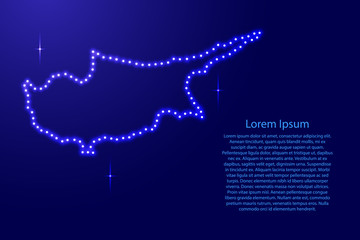 Map Cyprus from luminous blue star space points on the contour for banner, poster, greeting card, of vector illustration.
