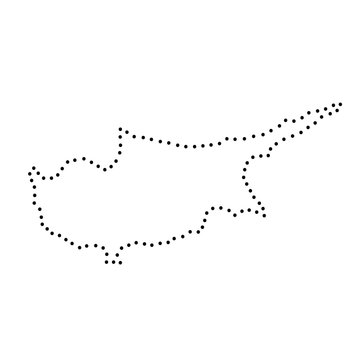 Abstract schematic map of Cyprus from the black dots along the perimeter of vector illustration