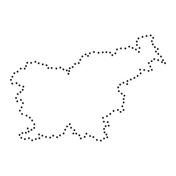 Abstract schematic map of Slovenia from the black dots along the perimeter of vector illustration
