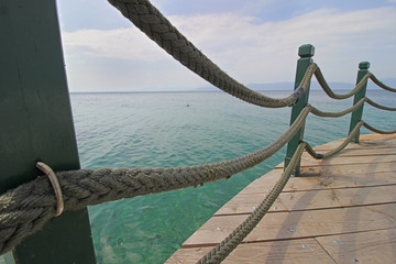 Rope fence  and the Aegean sea sea
