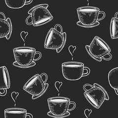 coffe or tea cups seamless pattern