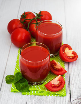 Glasses with tomato juice