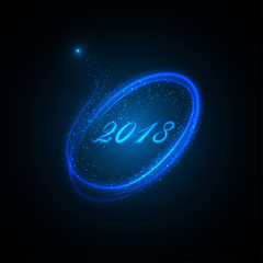 The number 2018 in the blue ring