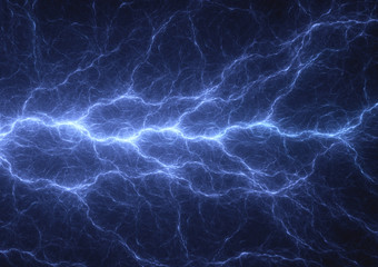 Blue plasma lightning, power and electrical background