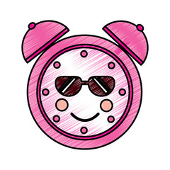 kawaii cartoon clock alarm character vector illustration drawing design