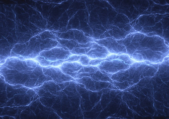 Blue plasma lightning, power and electrical background