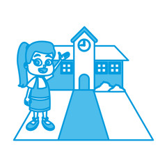 Obraz na płótnie Canvas Little girl at school cartoon icon vector illustration graphic design