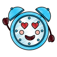 kawaii cartoon clock alarm character vector illustration drawing design