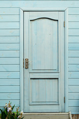 Closed blue door