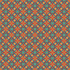 Mosaic geometric pattern in repeat. Fabric print. Seamless background, mosaic ornament, ethnic style.