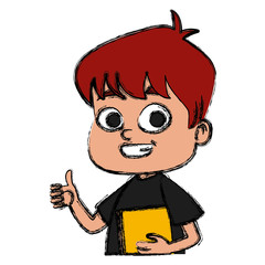 Cute school boy cartoon icon vector illustration graphic design