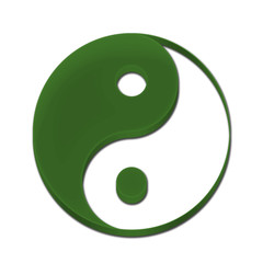 Yin Yang Symbol Icon Logo 3D Green Color