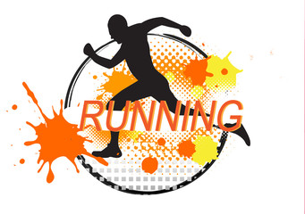 Running sport with splatter grunge style background