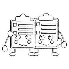 kawaii two clipboard business document cartoon vector illustration sketch design