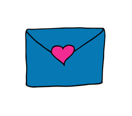 envelope with heart doodle hand drawn cartoon vector icon