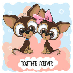 Cute Cartoon Puppies boy and girl