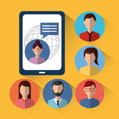 smartphone chat people internet community vector illustration