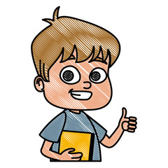 Cute school boy cartoon icon vector illustration graphic design