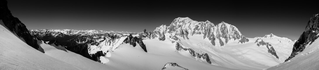 Mont Blanc panorama from La Dent du Geant - obrazy, fototapety, plakaty
