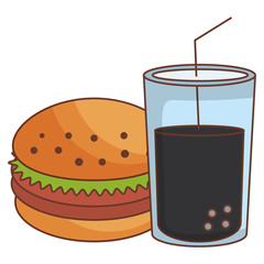 delicious burger with soda