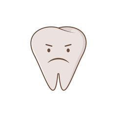 Cute sullen tooth. Vector modern flat style cartoon character illustration. Clear tooth kid children christmas concept dental dentist card.