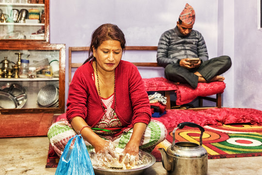 Preparing Dough for Momos, Nepal