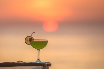 cocktail and sun set 