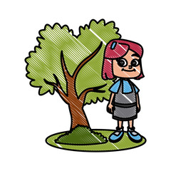 Little girl at park cartoon icon vector illustration graphic design