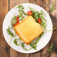 Fototapeta na wymiar bread toast with cheese and ham