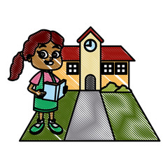 Little girl at school cartoon icon vector illustration graphic design