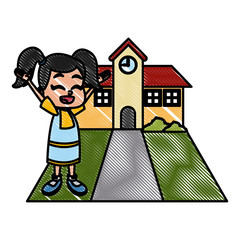 Little boy at school cartoon icon vector illustration graphic design