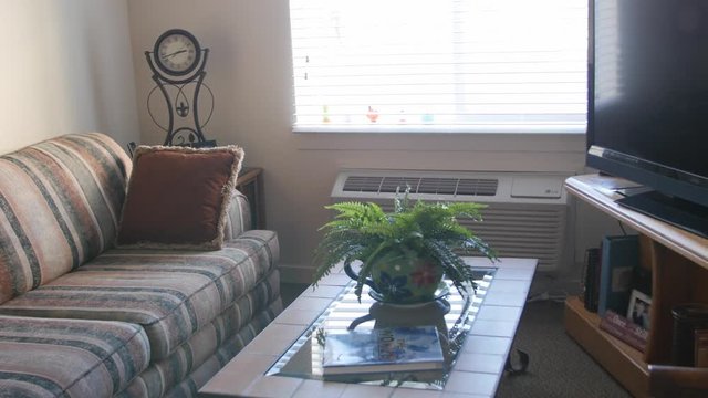 Interior dolly pan shot of assisted living home