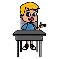 School boy on desk cartoon icon vector illustration graphic design