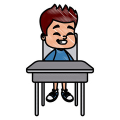School boy on desk cartoon icon vector illustration graphic design
