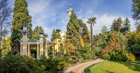 SOCHI, RUSSIA – NOVEMBER 12, 2017: The Arboretum Moorish gazebo
