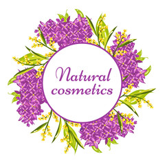 Natural Cosmetics Label with Lilac and Mimosa