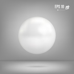 White pearl, 3D sphere, vector illustration.