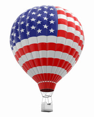 Hot Air Balloon with USA Flag. Image with clipping path
