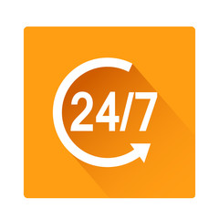 flat design 24 hours 7 days a week icon button vector illustration