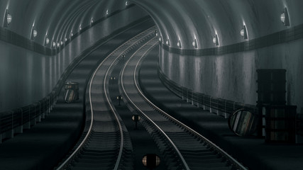 realistic old Subway metro tunnel