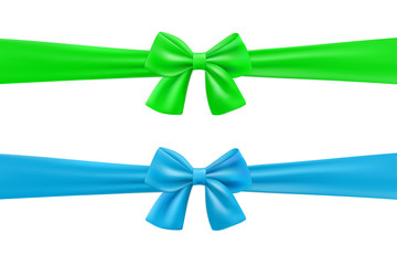 Blue, green bow and ribbon.