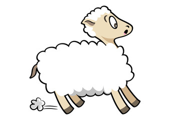 A shocked sheep in cartoon