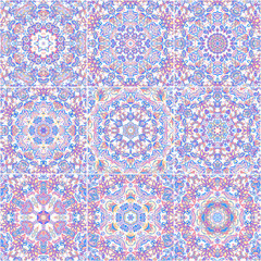 Colorful watercolor kaleidoscope mandala. Oriental vintage round snowflake pattern. Hand drawn abstract snow background. Mystic ottoman motif. Invitation, t-shirt print, wedding card. Tattoo element.