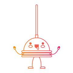 kawaii cartoon toilet pump in degraded yellow to magenta silhouette vector illustration