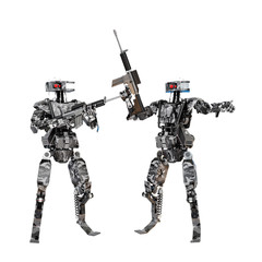 Robot soldier team, 3d rendering.