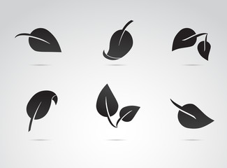 Leaf vector icon set.
