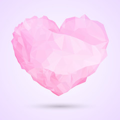 Valentines day, heart in low poly style. Vector illustration.