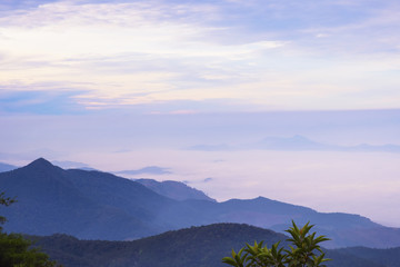 Clouds and mountains in the morning in the winter