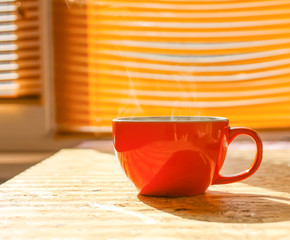 Ceramics cup of hot organic herbal tea.