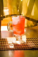 Refreshing cocktail with ice and cranberry